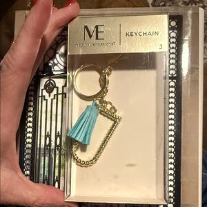 Gold and Blue J Tassel Keychain